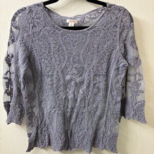 Xhilaration Lace Top - Purple - 3/4 Sleeve - Size S